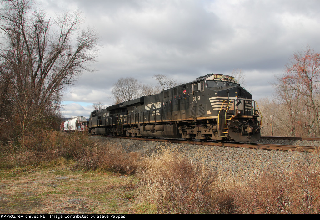 NS 8119 pulls train 18N onto the siding